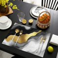 thumbnail image 4 of Black and Gold Marble Glitter Streaks Pattern Summer Placemats Table Placemats Set Of 4-Linen Kitchen Washable Placemats Table Mats 11.8"x17.7" Non-Slip Heat Resistant, 4 of 6