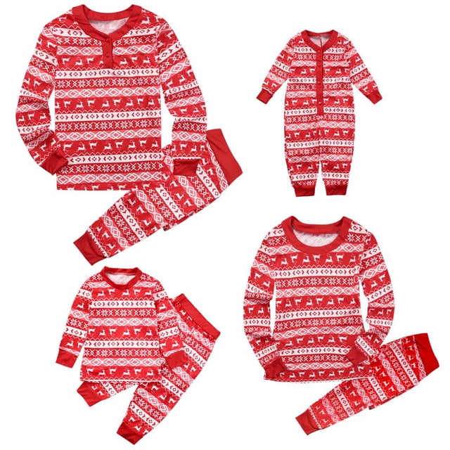 Pyjamas de Noël Assortis pour la Famille Ensembles de Hauts et Pantalons de Vacances Pyjamas