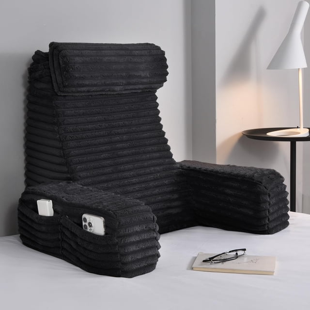 Almohada de lectura ENITYA XL de 22 pulgadas con bolsillos para brazos