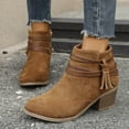 thumbnail image 3 of Women's Short Ankle Boots Low Heel Western Chelsea Dressy Slip on Booties Fall Winter Office Work Shoes, 3 of 9
