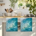 thumbnail image 4 of Teal Blue Coastal Wave Kitchen Towels Set of 2, Modern Summer Ocean Beach Sea Absorbent Dish Towels for Kitchen, Microfiber Hand Towel, Quick Drying Tea Towel for Cleaning Decorative Dishcloths, 4 of 7