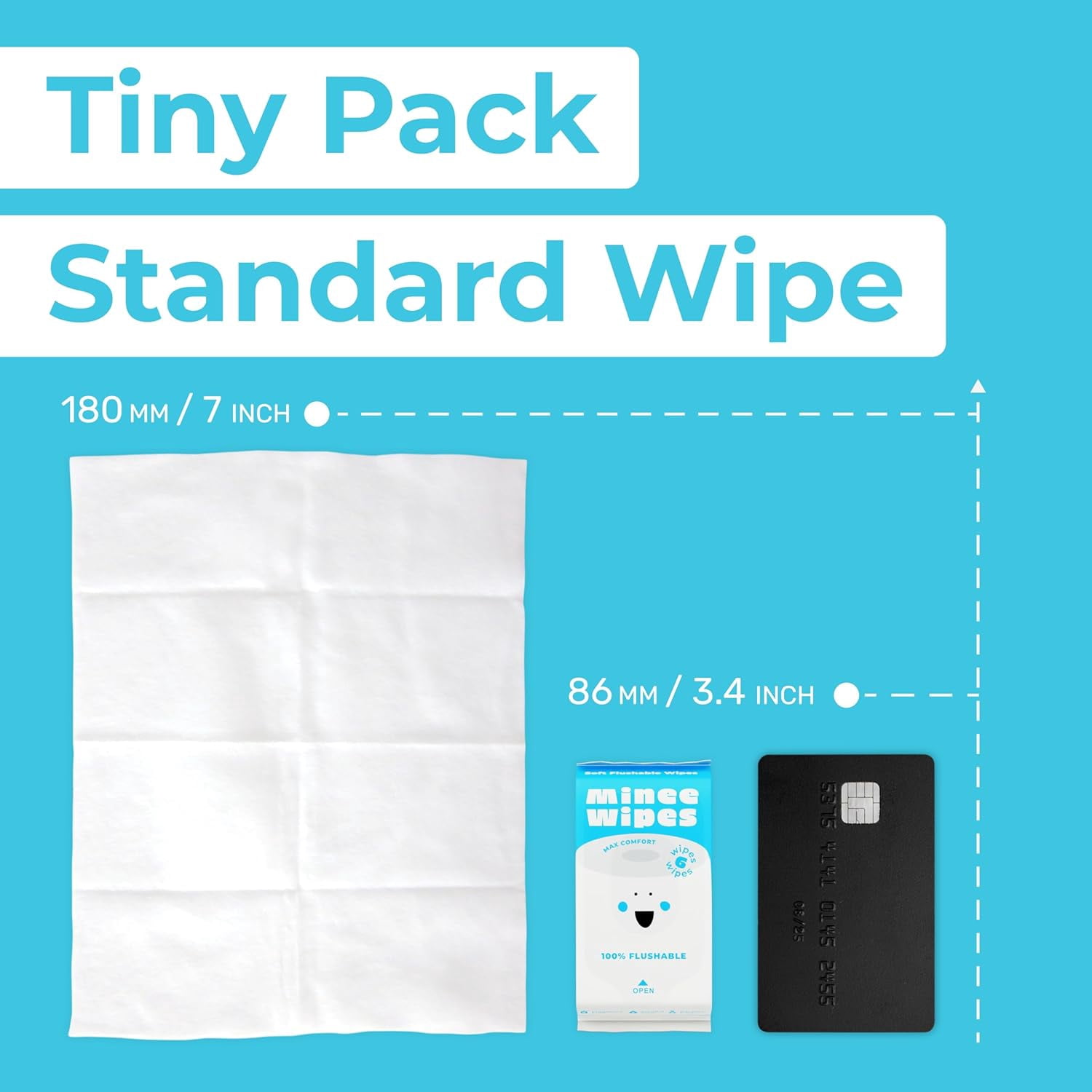 Impossibly Compact Travel Flushable Wipes with Natural Extracts - Skin-Friendly Wet Wipes, Hypoallergenic & Unscented Travel Size Butt Wipes for Adults, Kids & Baby Care - 24 Pack Total 144 Wipes