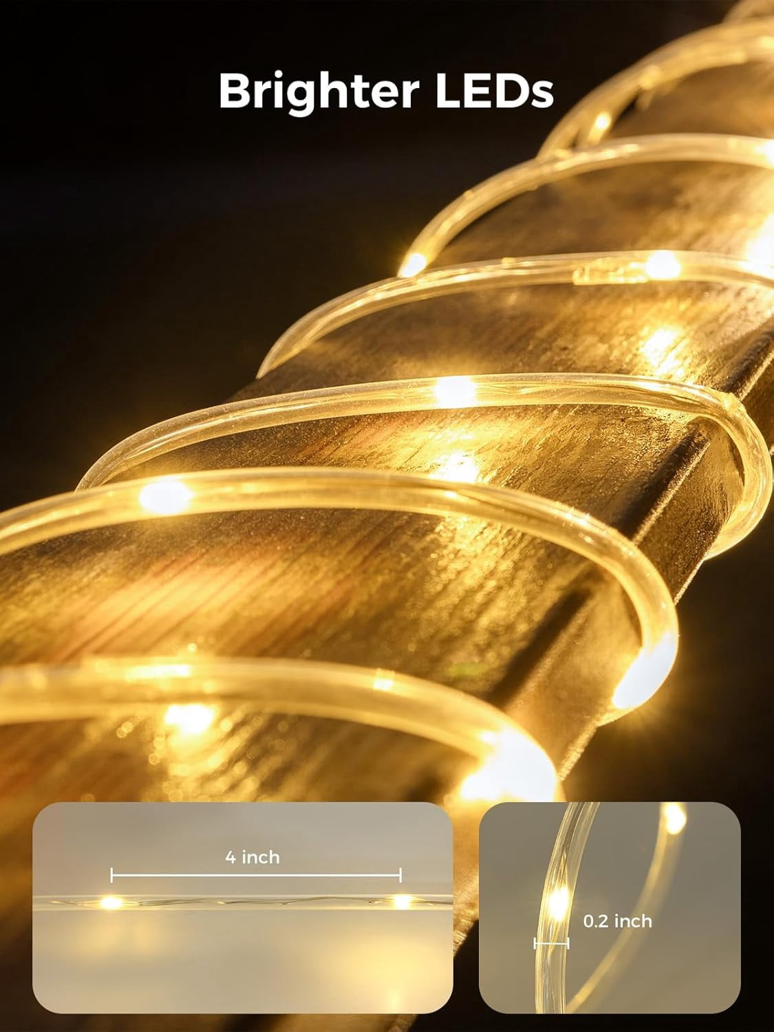 RESNICE Connectable Plug in LED Rope Lights Total 165FT 500LED 5 Packs 33FT 100LED Waterproof 8 Modes Remote Control Warm White String Lights Indoor Outdoor Decor for Patio Backyard Garden Home
