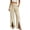 Beige, variant on Women's Cotton High Waist Drawstring Wide Leg Pants Elastic Waist Split Hem Straight Leg Trousers with Side Pockets