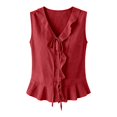 thumbnail image 4 of Fgnfyis Womens Tank Tops Sleeveless Ruffle Vest Casual Polished Summer Daily Summer Tank Tops for Women Red S, 4 of 5