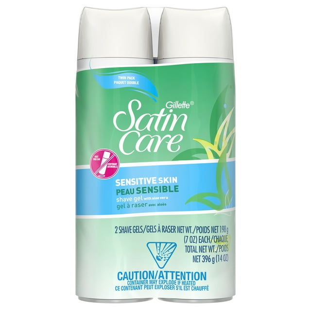 Gillette Venus Satin Care Sensitive Skin Shave Gel, Shaving Cream for women, with aloe, Twin pack