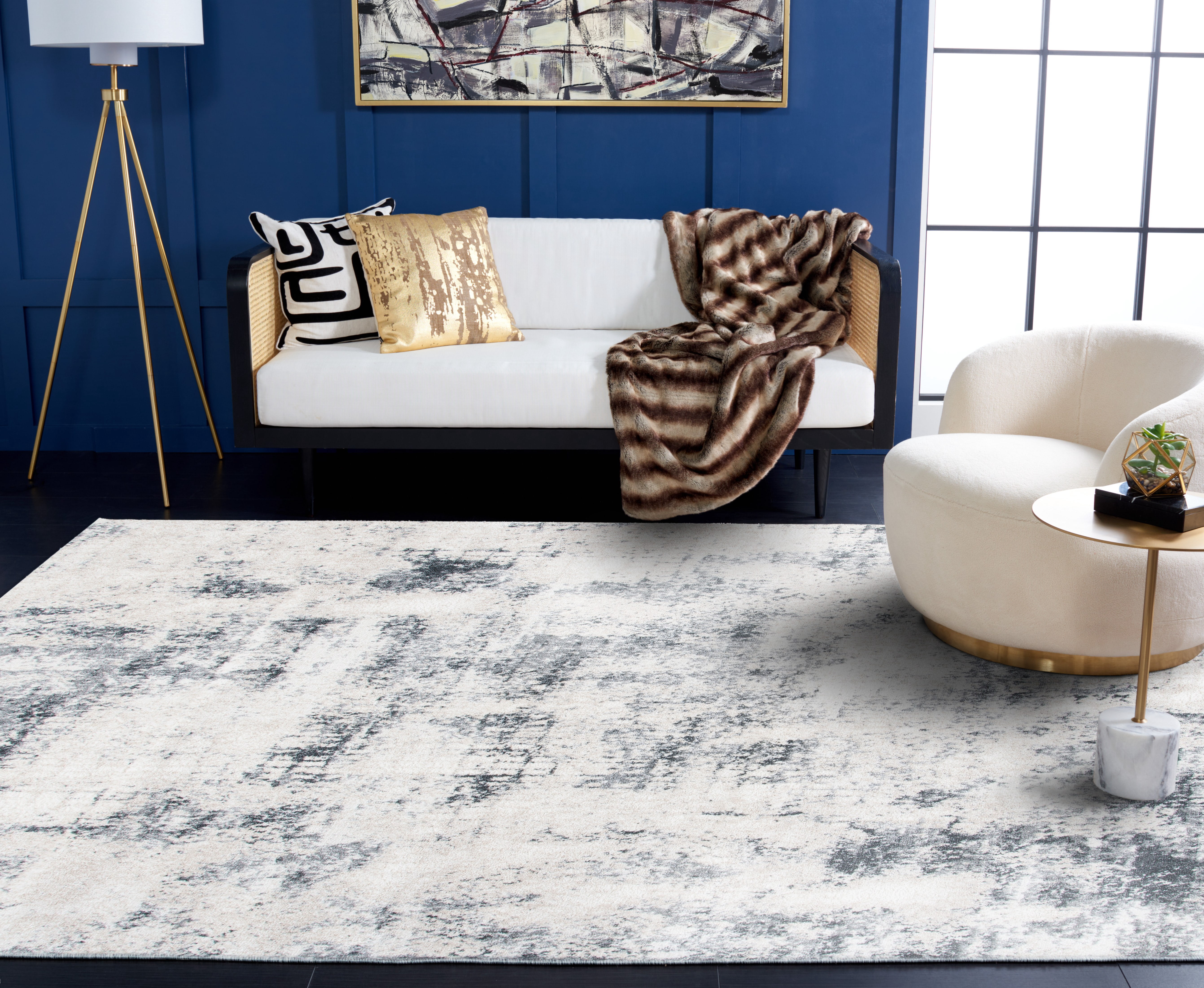 SAFAVIEH Aston Georgiana Abstract Area Rug, Ivory/Gray, 9' x 12'