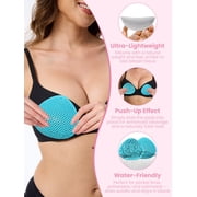 BIMEI Silicone Swimming Bra Inserts– Waterproof Reusable Triangle Breast Forms, Breathable Enhancers for Bikini & Swimwear, 1 Pair,Blue,#4