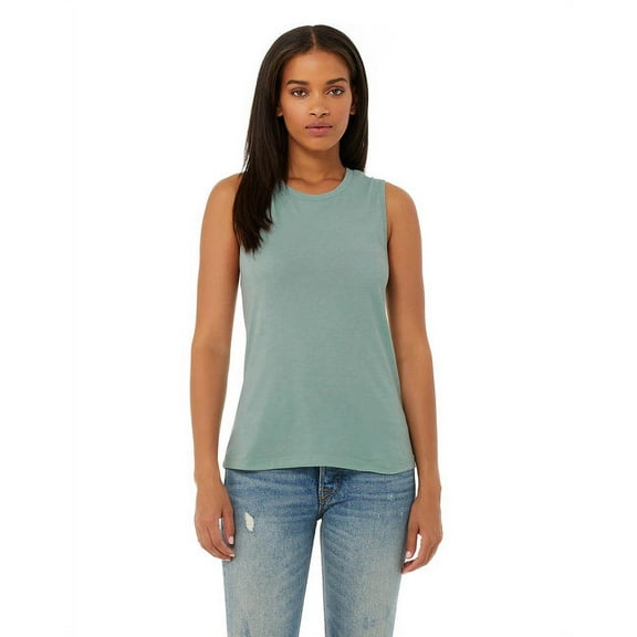 Bella & Canvas B33406253 Women Jersey Muscle Tank Top, Heather Dusty Blue - Small