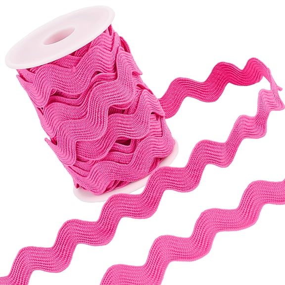 1 Inch RIC Rac 10 Yards Rick Rack Trim for Sewing Zig Zag Lace Wave Ribbon Wave Bending Fringe Lace Trim Hot Pink S Shaped Woven Fabric