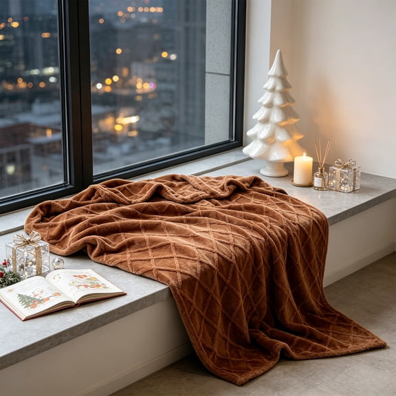 Diamond Lattice Throw Blanket 39.37x27.56in Multi Purpose Decorative Bed Blanket for Home