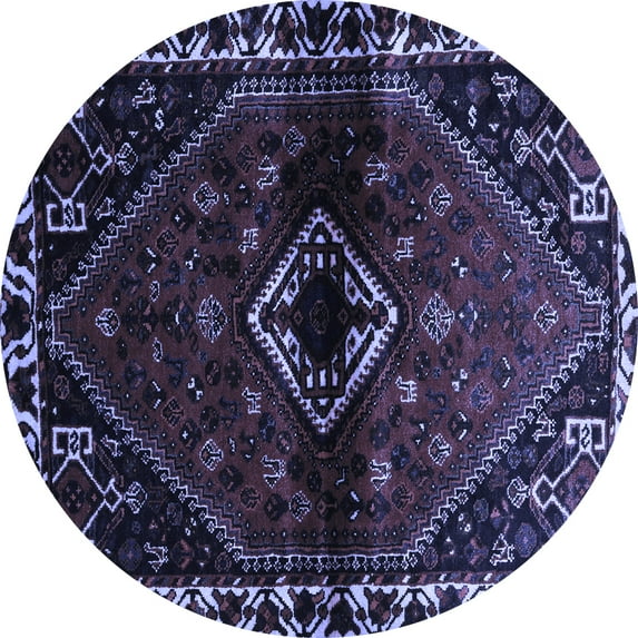 Ahgly Company Machine Washable Indoor Round Persian Blue Traditional Area Rugs, 4' Round