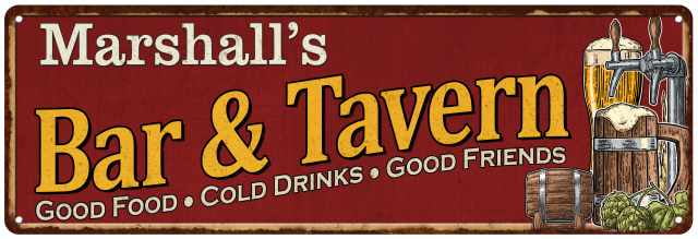 PPBT0285 MARSHALL'S BAR and TAVERN Rustic Tin Chic Sign Home Store Decor Gift 