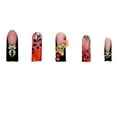 thumbnail image 5 of 24Pcs Red French Tip Fake Nails Long Square Press on Nails pink Full Cover Glue on Nails with 3D Flower and Rhinestones Designs False Nails Gold Metallic Heart Acrylic Nail for Women, 5 of 6