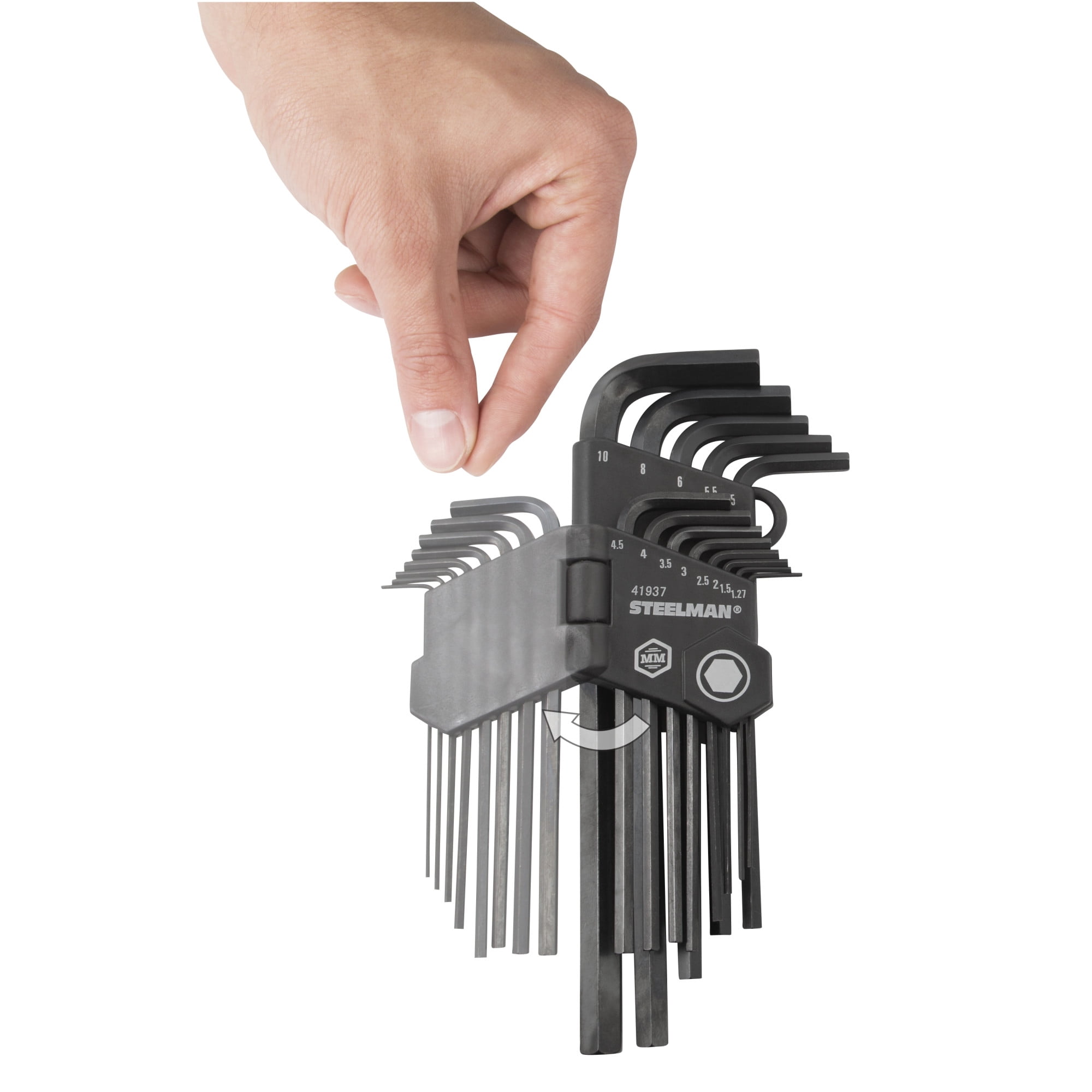 STEELMAN 41935 26-Piece Long Arm Hex Key Wrench Set, Inch/Metric (SAE/MM)