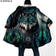 thumbnail image 4 of Capa gruesa y cálida con capucha para hombre, abrigo de lana a prueba de viento con estampado 3D de Luna y Lobo Native Dream Catcher, bata, manta, 5, 4 of 4