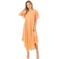thumbnail image 5 of Sakkas Lila Freckled Dyed Cap Sleeve Scoopneck Long Caftan Dress / Cover Up - Salmon - One Size, 5 of 5