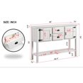 thumbnail image 6 of PORKISS Retro Solid Wood Console Table, Sideboard Entryway Table Hallway Table with 2 Drawers 2 Cabinets, Sofa Table for Living Room, Foyer, White, 6 of 10
