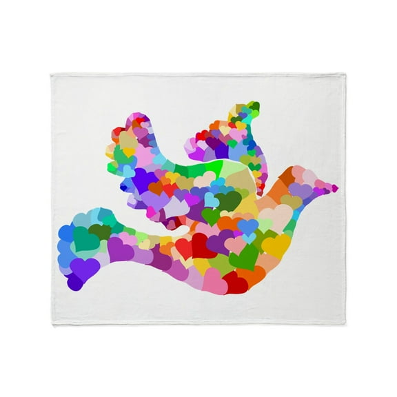 CafePress - Rainbow Dove Of Hearts Throw Blanket - Soft Fleece Throw Blanket, 50"x60" for All Ages