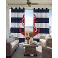 thumbnail image 6 of Navy Blue Stripe Nautical Kitchen Curtains Red Anchor Summer Coastal Cafe Short Curtains for Bathroom Blackout Window Curtain Grommet Small Window Treatment Drapes for Bedroom Living Room 52"x45"x2, 6 of 9