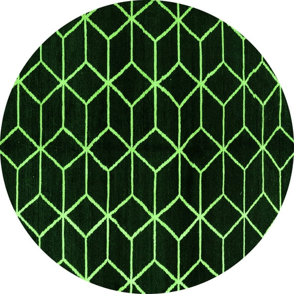 Ahgly Company Indoor Round Abstract Green Modern Area Rugs, 8' Round