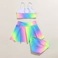 thumbnail image 5 of KAOOCXU Summer Swimwear For Girls Lovely Tie Dye Sleeveless Square Collar Vest Bottom And Skirt 3 Piece Bikini Bathing Suit Lightweight Breathable Beachwear, 5 of 8