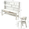 thumbnail image 2 of BALANBO Solid Wood Kids Desk and Chair Set with Hutch,Study Computer Desk with Drawers, Extra Large Two Person Study Desk Writing Table, Student White Desk with Bookshelf for Bedroom,Study Room,White, 2 of 8