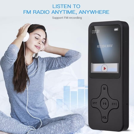 Thalyn Portable MP3 Player Portable MP4 Player MP3 Music Player With Headphone LCD Screen Video Player Photo Viewer Support TF Cards Support Music FM Radio Video E-book Recorder
