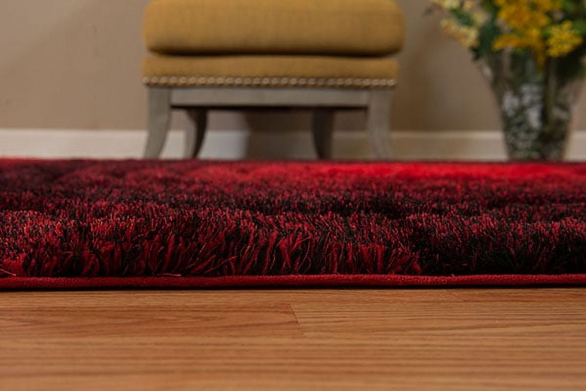 United Weavers Veria Abstract Shag Geometric Area Rug, Burnt Red, 5'3" X 7'2"