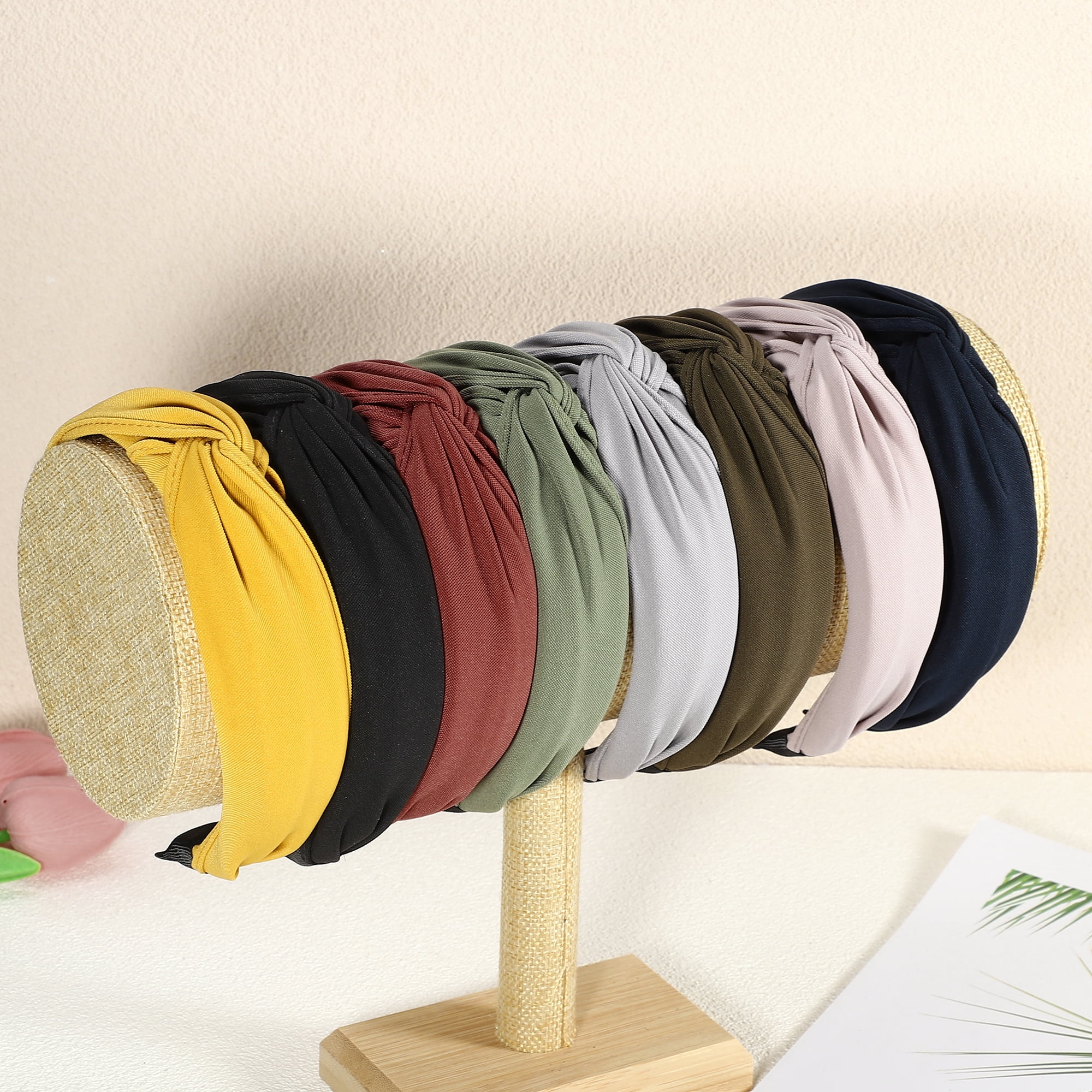 Unique Bargains Satin Knotted Headband Hairband for Women 1.2 Inch Wide Black