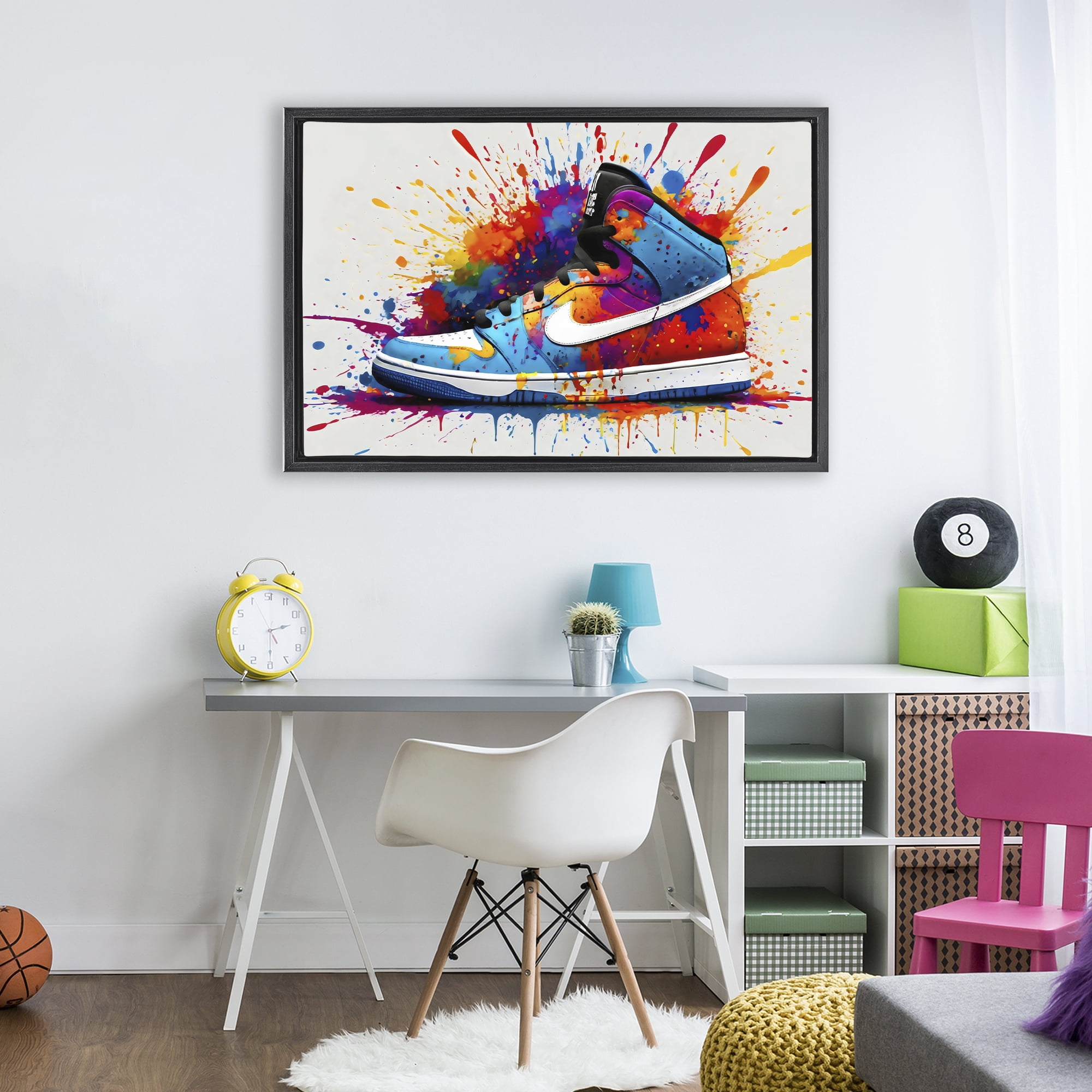 Stupell Industries Centric Sneaker Splash Black Framed Floater Canvas Wall Art, design by Creative Studio
