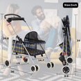 thumbnail image 3 of CL.HPAHKL 4 Wheels Outdoor Pet Folding Stroller, Waterproof Travel Dog Stroller with Cup Holder & Zippered Mesh Windows, Pad Canopy Puppy Strolling Cart for Small Medium Dogs, Yellow Plaid, 3 of 8