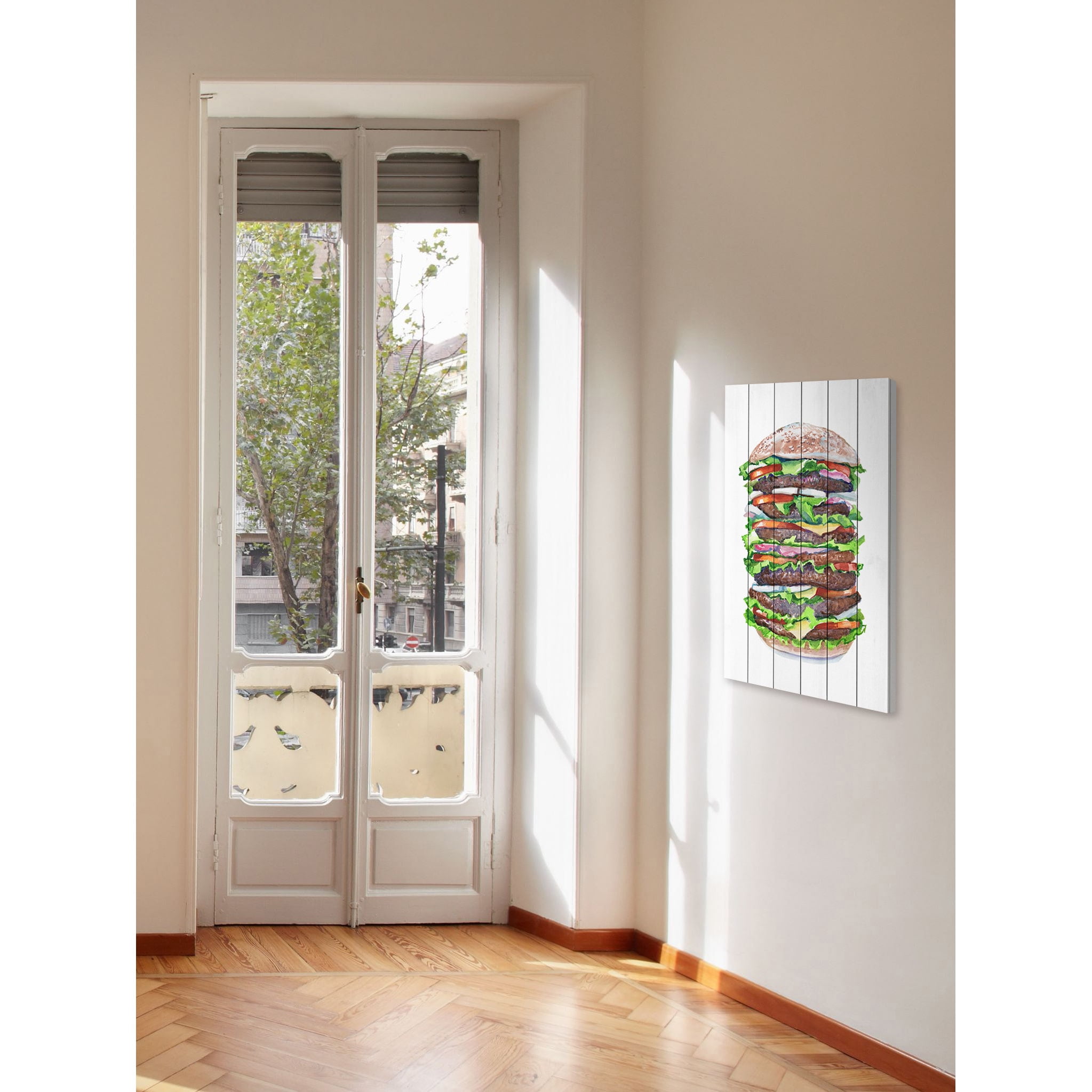 "Stacked High" Painting Art Print on White Wood