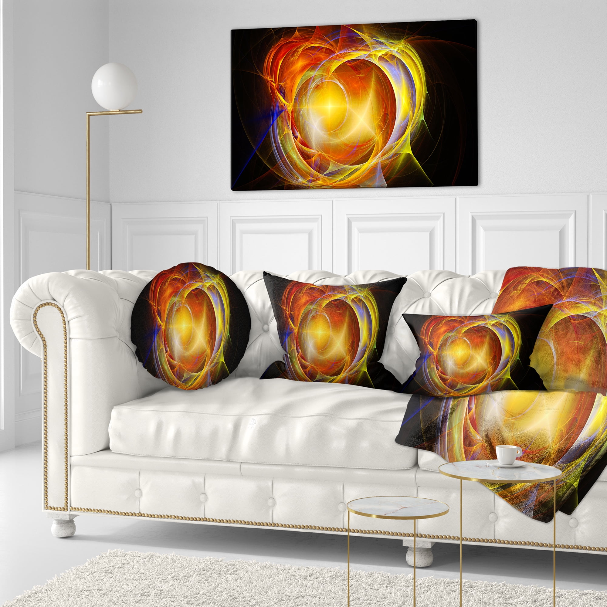 Designart Supernova Explosion in Black - Abstract Throw Pillow - 12x20