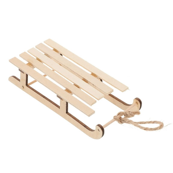 PBPBOX Sled Decoration Wooden Sled Decoration Beige Vintage Table Decor 1Set