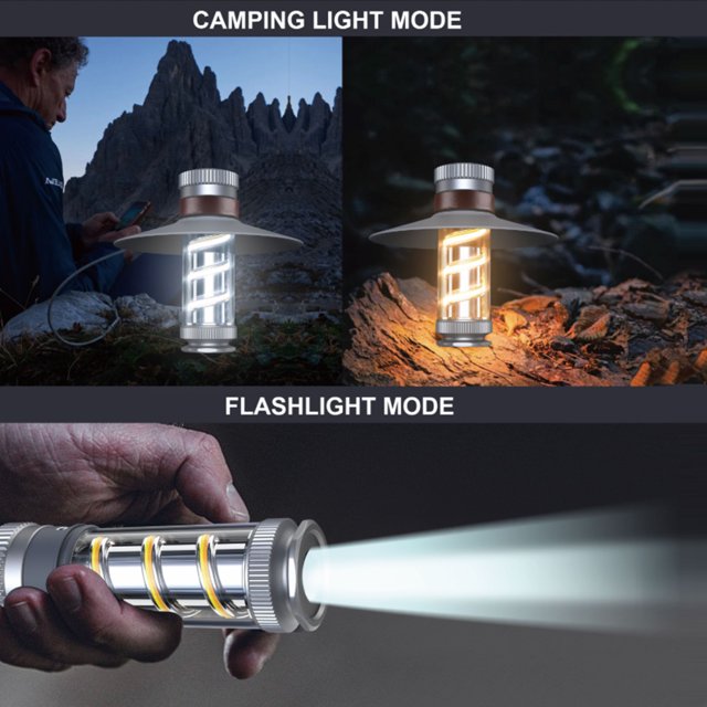 Lámpara De Camping Lámpara De Camping Lámpara de ambiente de camping XPG, lámpara de noche COB portátil para senderismo, pesca (gris)