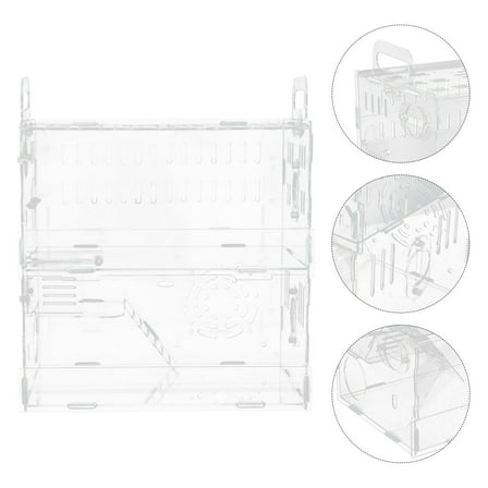 GAXIRE Transparent Acrylic Hamster Cage for Small Animals, Breathable Clear Design, for Home Use