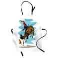 thumbnail image 1 of Rodeo Apron, Cowboy Failing off His Horse in an Arena Old West Exotic Sports Digital Graphic, Unisex Kitchen Bib with Adjustable Neck for Cooking Gardening, Adult Size, Multicolor, by Ambesonne, 1 of 4