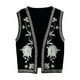 thumbnail image 3 of Chaleco corto estilo boho con bordado floral para mujer, ideal para ir de compras en vacaciones. Negro, 3 of 9