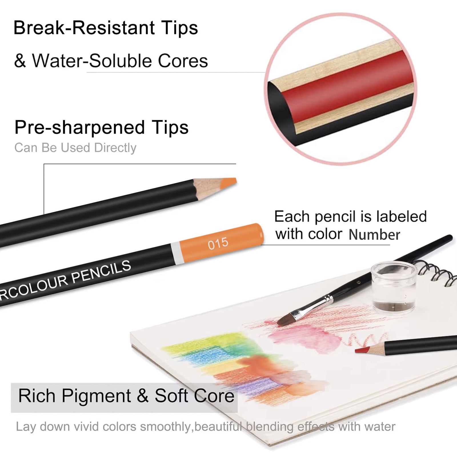 120 Watercolor Pencils, Beautiful Blending Effects with Wet or Dry,Ideal for Coloring Book Blending Sketching- Water Soluble Pencils for Adults