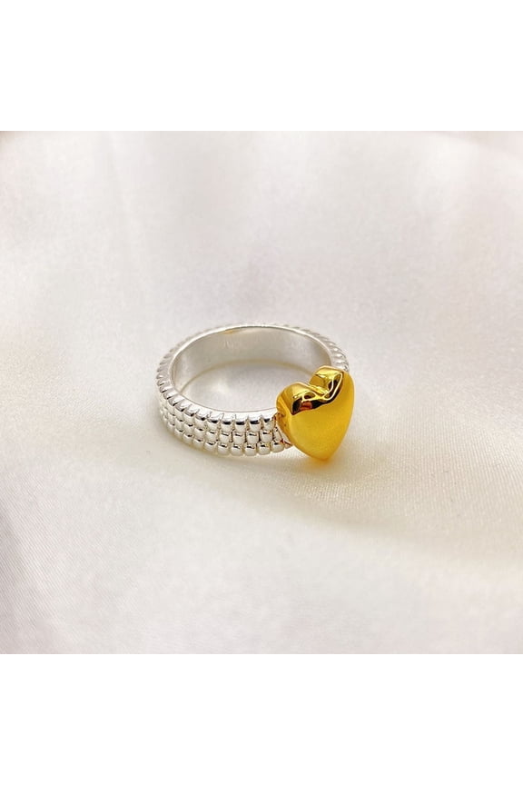 Gold And Silver Mix And Match Peach Heart Ring Female Japanese And Korean