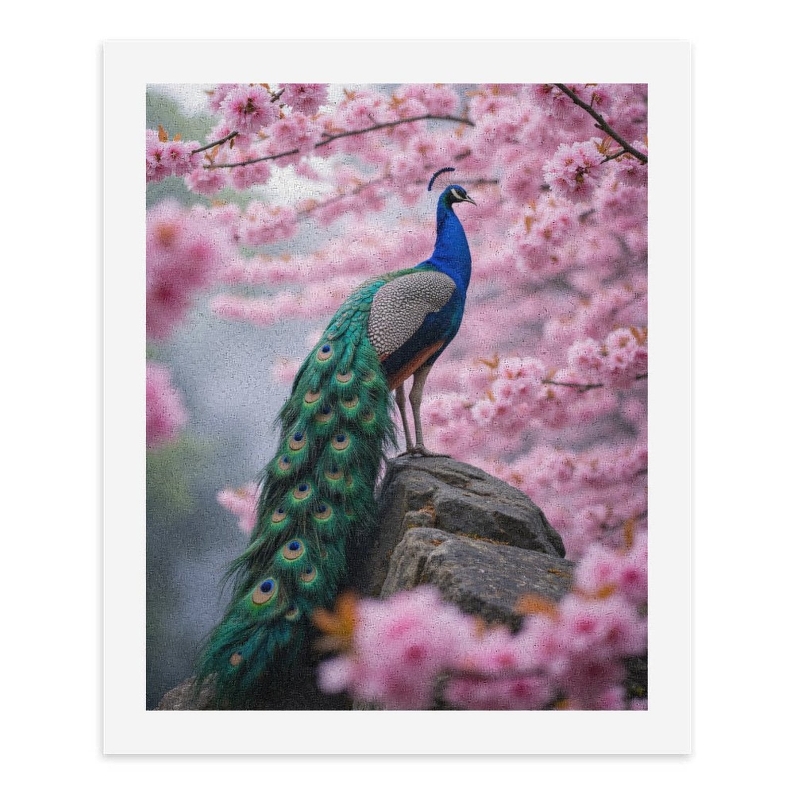 Paint By Numbers Kit for Adults Beginner - DIY Peacock Blossoms Spring Rock Nature Canvas Painting Kits for Adults, Frameless Paint By Number for Adults for Home Wall Decor 16x20 Inch