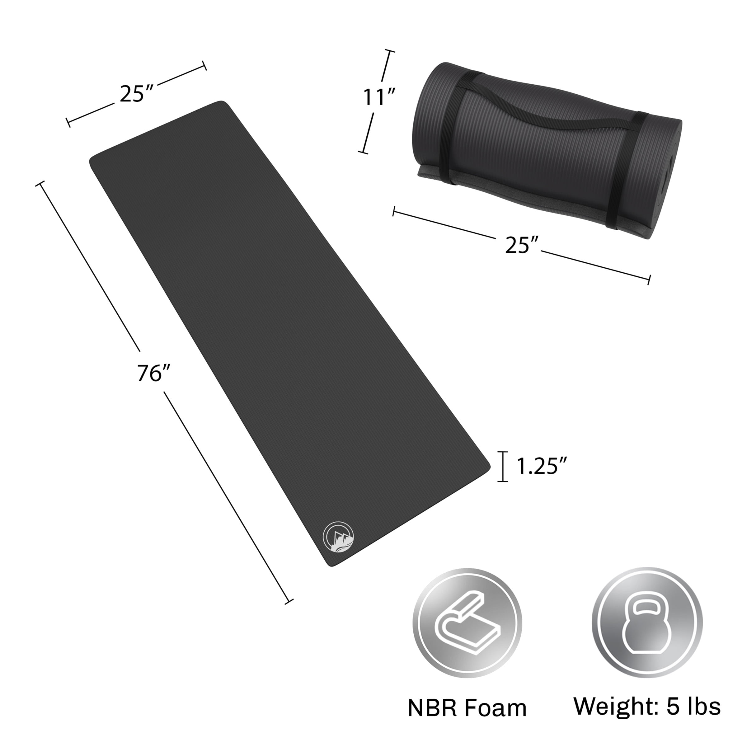 Wakeman Outdoors 1.25-Inch-Thick Foam Sleeping Pad for Camping (Black)