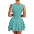 thumbnail image 4 of Women's Square Neck Sleeveless A-Line Mini Dress Ruffle Layered Skater Dress Casual Summer Dress, 4 of 8