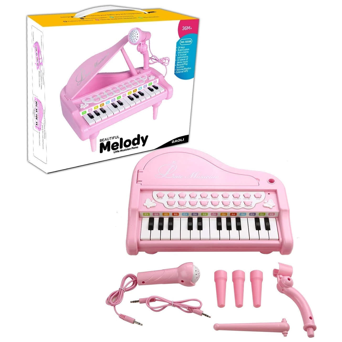 AIMEDYOU Kids Piano for Toddlers, 24 Keys Piano for Kids Ages 3-5 with Built-in Microphone & Music Modes, Educational Musical Instrument Toys Piano for Toddler Girl Toys Baby  (Pink)