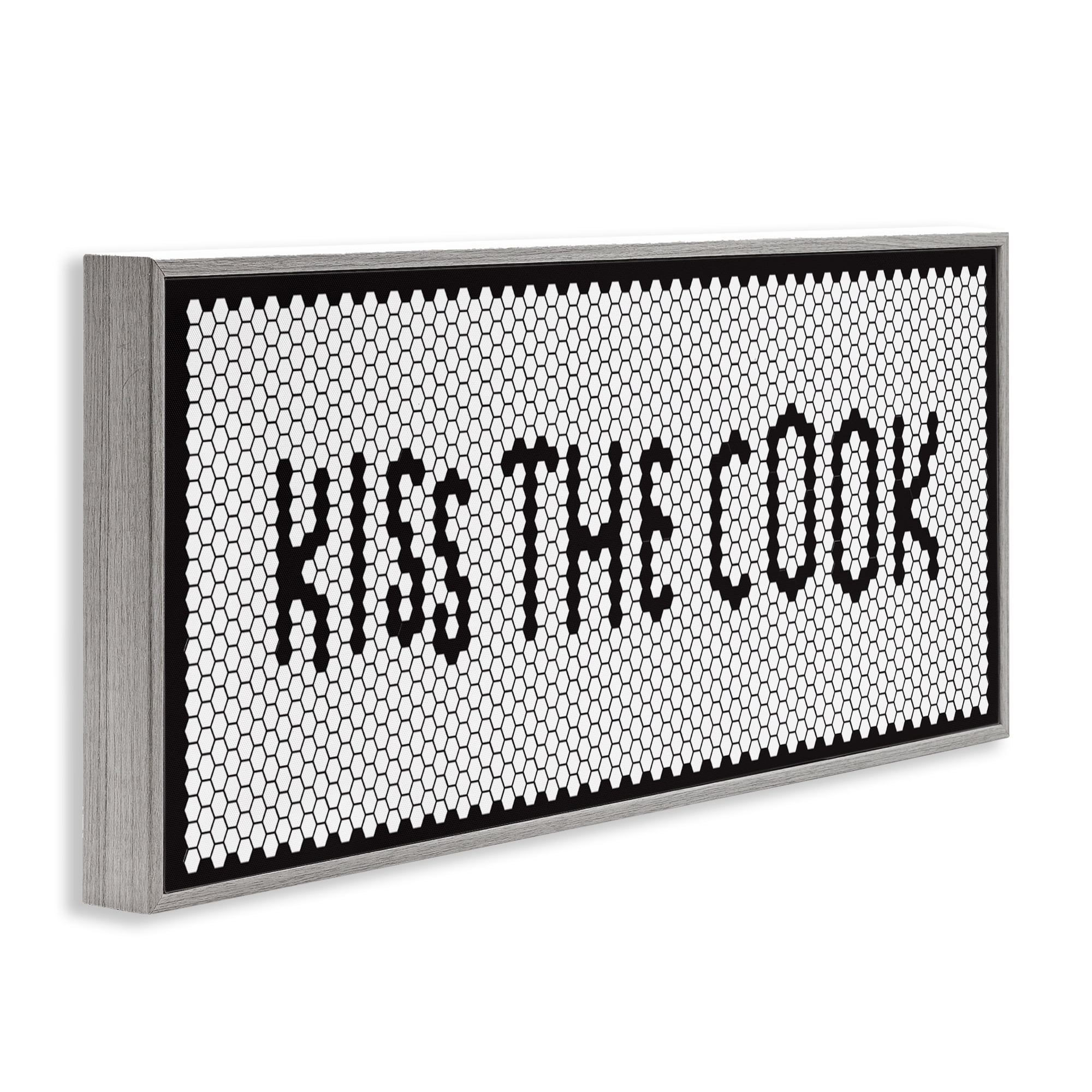 Stupell Industries Retro Kiss The Cook Gray Framed Giclee Art, design by Elizabeth Medley