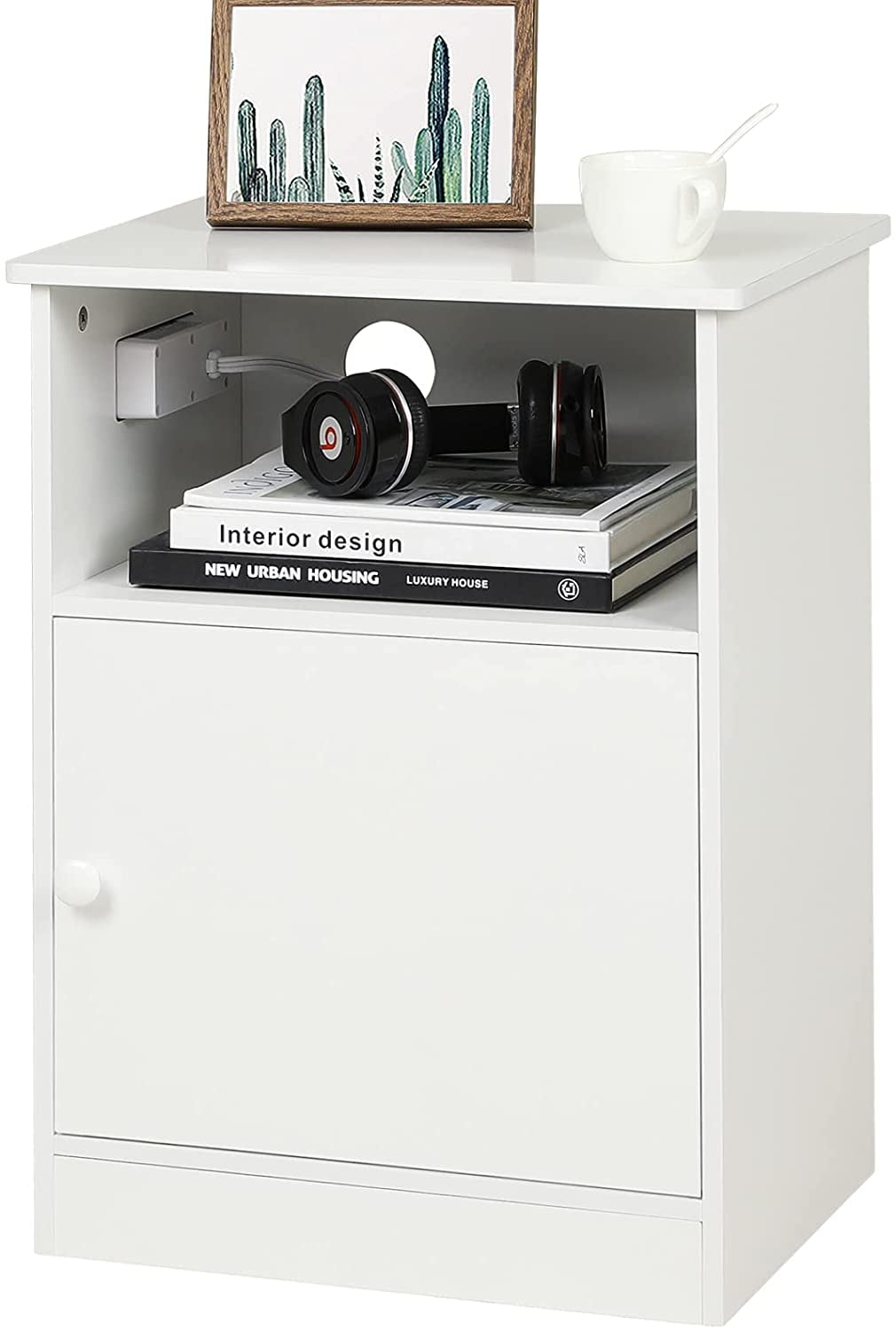 EPHEX Nightstand with Charging Station USB Port, Bedside Table for