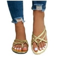 thumbnail image 2 of IUJSOY Women's Flat Sandals Casual Fashion Braided Criss Cross Strappy Flip Flops Summer Shoes, 2 of 8