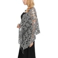 thumbnail image 4 of Qarigey Bufanda bordada Vestido de noche Mantón Moda Novia Dama de honor Brillo Lentejuelas Boda Capa Chales Ropa Envolturas Damas Ropa, zapatos y accesorios Miscelánea Gris oscuro Por encima de 175cm, 4 of 5