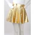 thumbnail image 5 of Sholeno Kids Girls Metallic Dance Skirt Athletic Shiny Holographic Flared Pleated A-Line Mini Skort Gold 12, 5 of 7